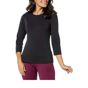 Joy Collection Women's Luxe Performance Crew Neck Top Black - Regular